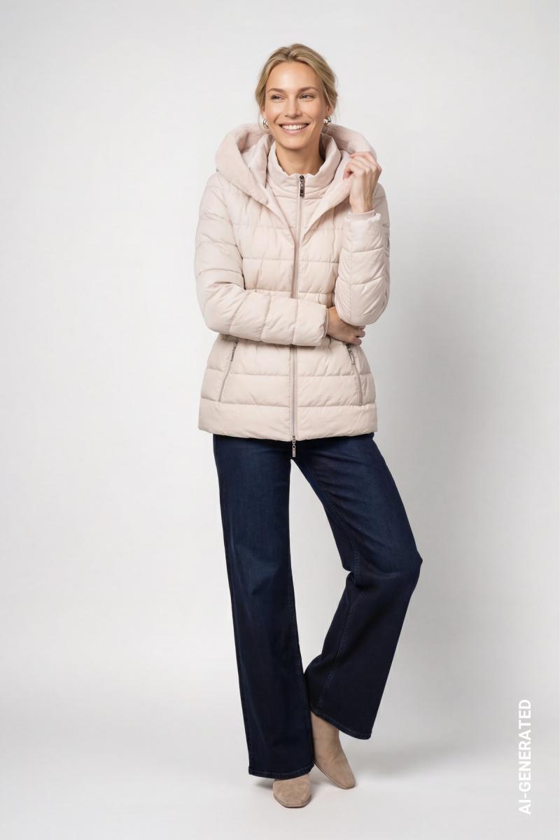 Damen Steppjacke Mit Taillengürtel