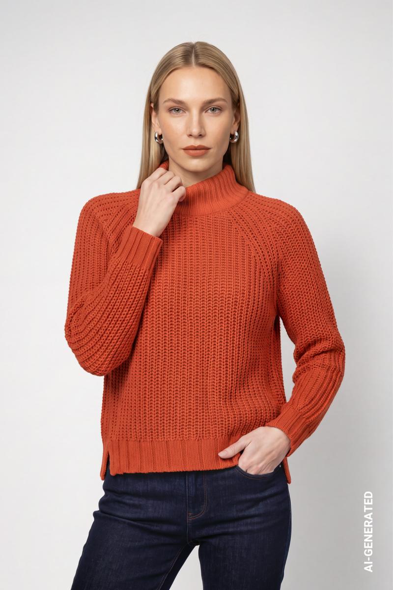 Damen Strickpullover mit Stehkragen