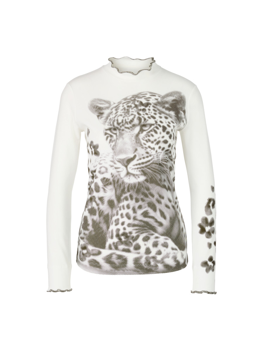 Shirt aus Baumwoll-Ripp mit Leo