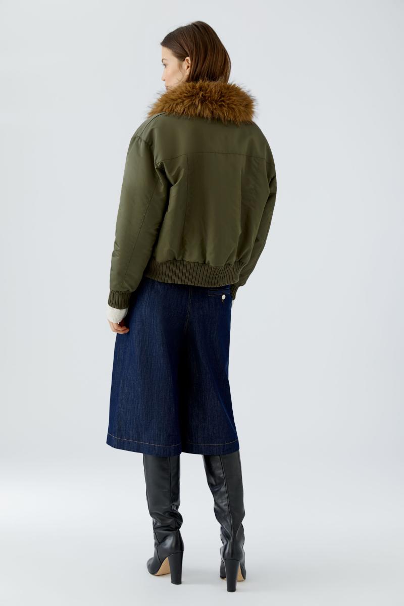 Damen Blouson mit Kunstpelzkragen