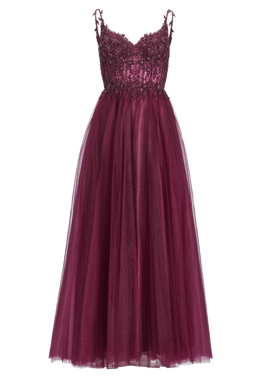 Ausgestelltes Tüllkleid mit Stickerei