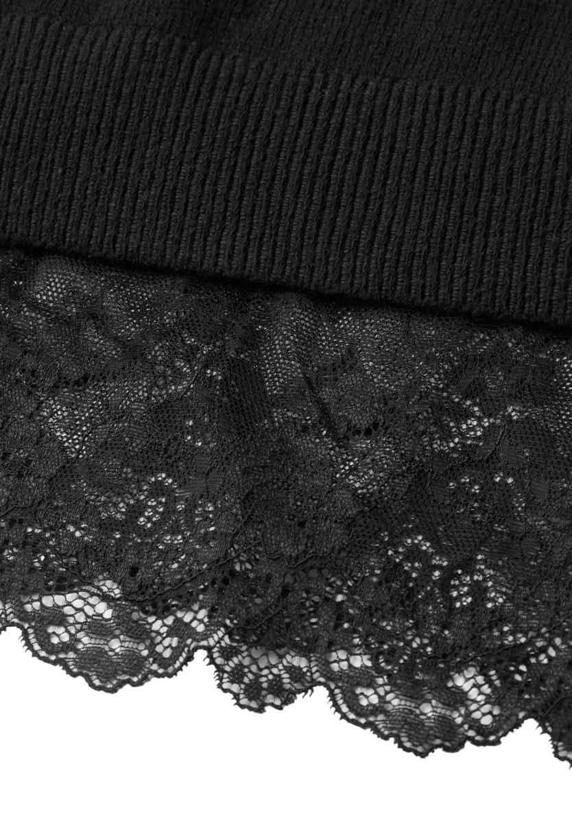 Damen Pullover mit Rundhals und Spitzenkante