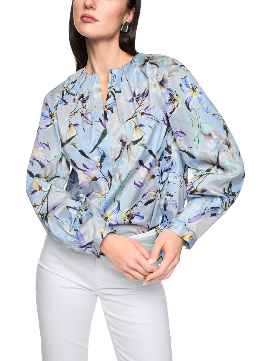Bluse mit Allover-Lilienprint