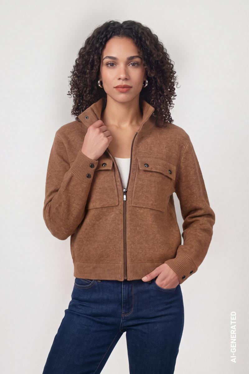 Damen Strickjacke Mit Pattentaschen