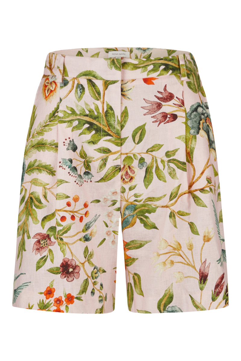 Leinenshorts mit Allover-Print