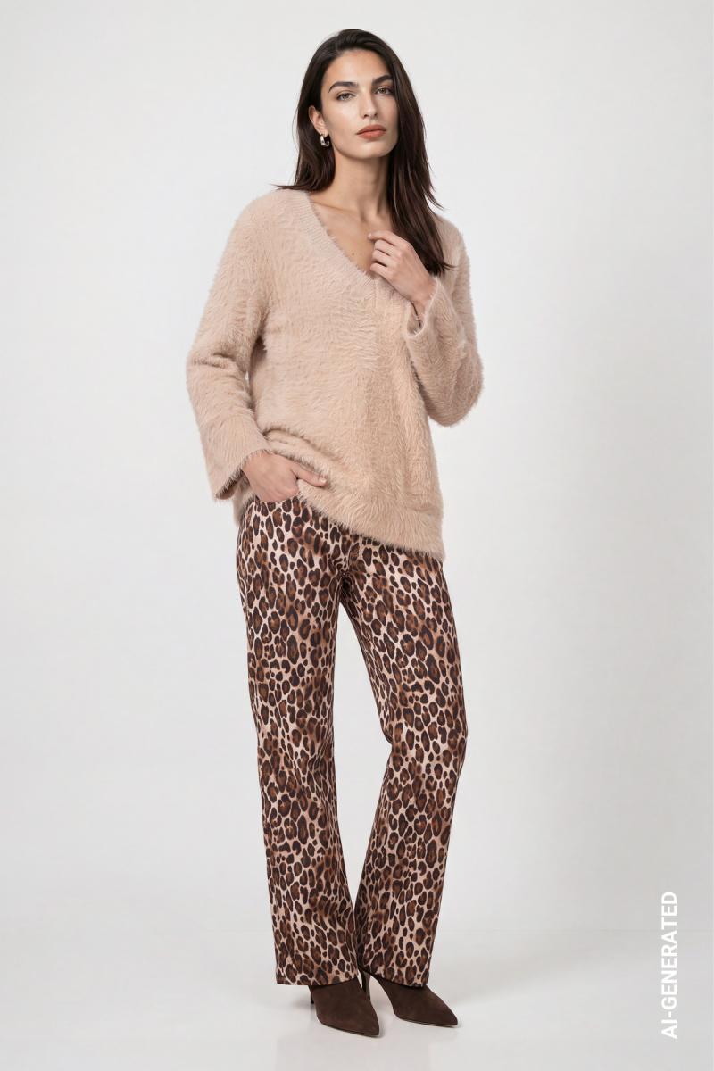 Damen Strickpullover mit V-Ausschnitt