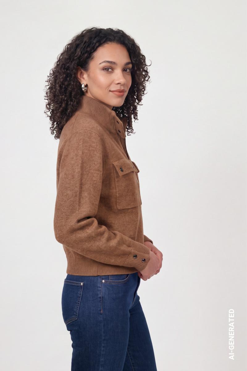 Damen Strickjacke Mit Pattentaschen