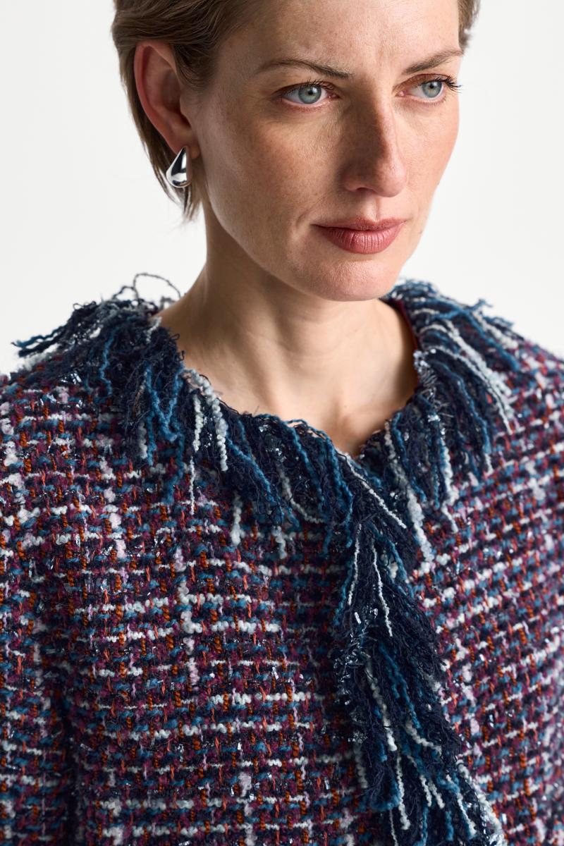 Damen Jacke Fringed Boucle