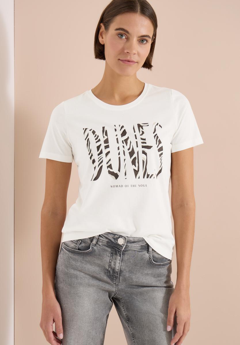 Damen T-Shirt Mit Rundhals Und Frontprint