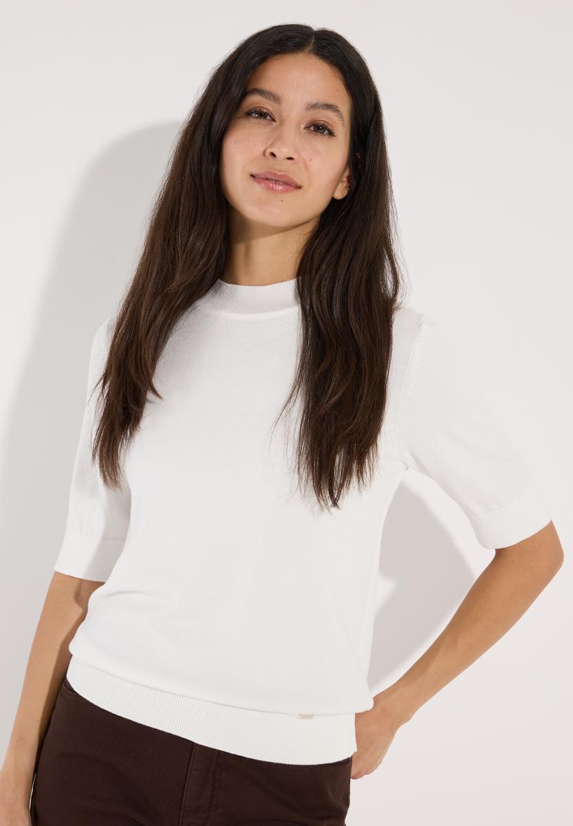 Damen Rollkragen-Pullover Mit Kurzen Ärmeln