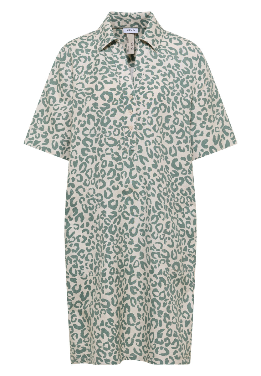 Knielanges Kleid aus Leinenmix