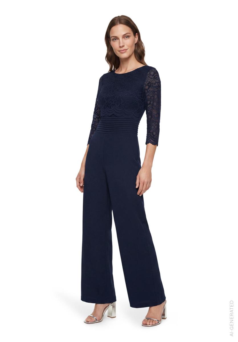 Jumpsuit mit Spitzen-Ärmeln
