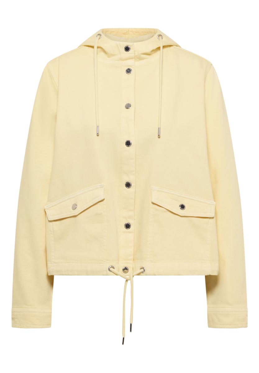 Damen Jeansjacke Mit Kapuze Und Knöpfen