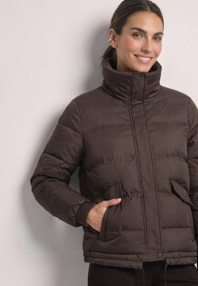 Damen Steppjacke Mit Stehkragen Und Tunnelzug