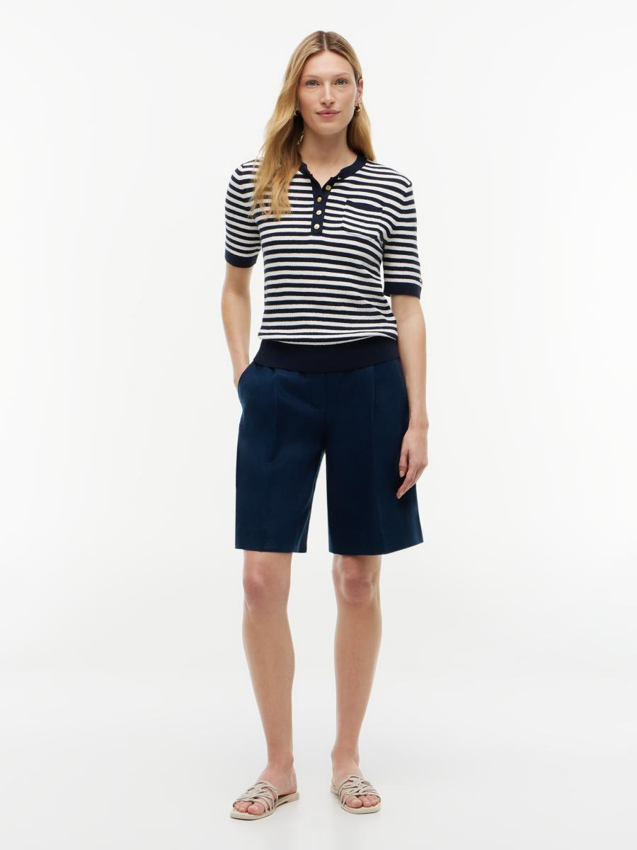 Damen T-Shirt Gold Button Henley