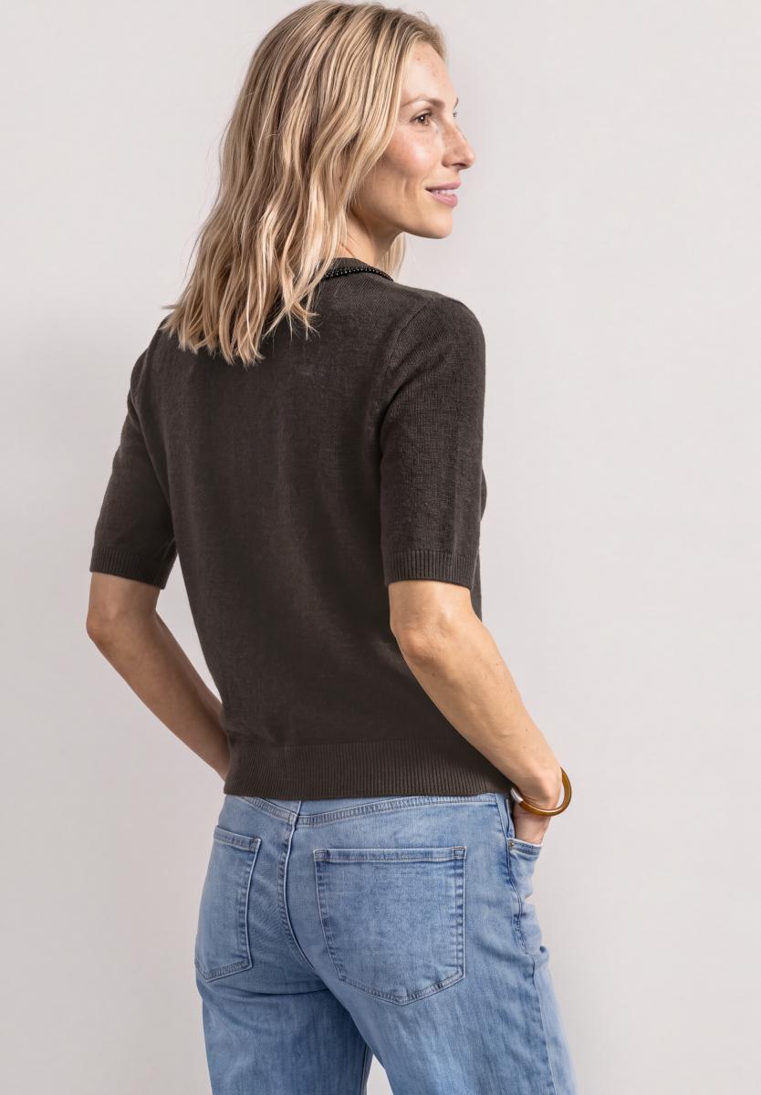 Damen Kurzarm-Pullover mit Schmuckdetail