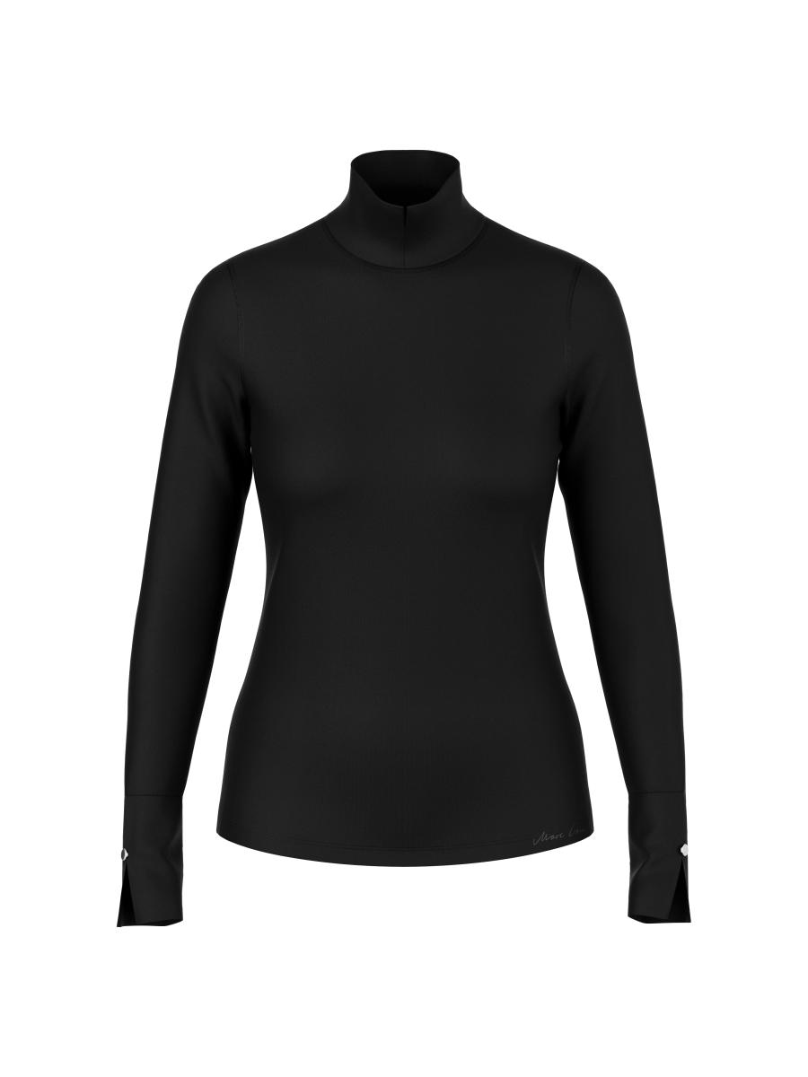 Damen Baumwoll-Longsleeve mit Stehkragen