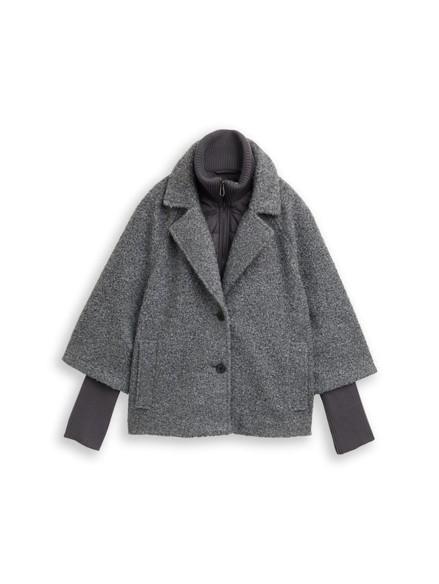 Damen Bouclé Cape-Jacke im 2-in-1-Look