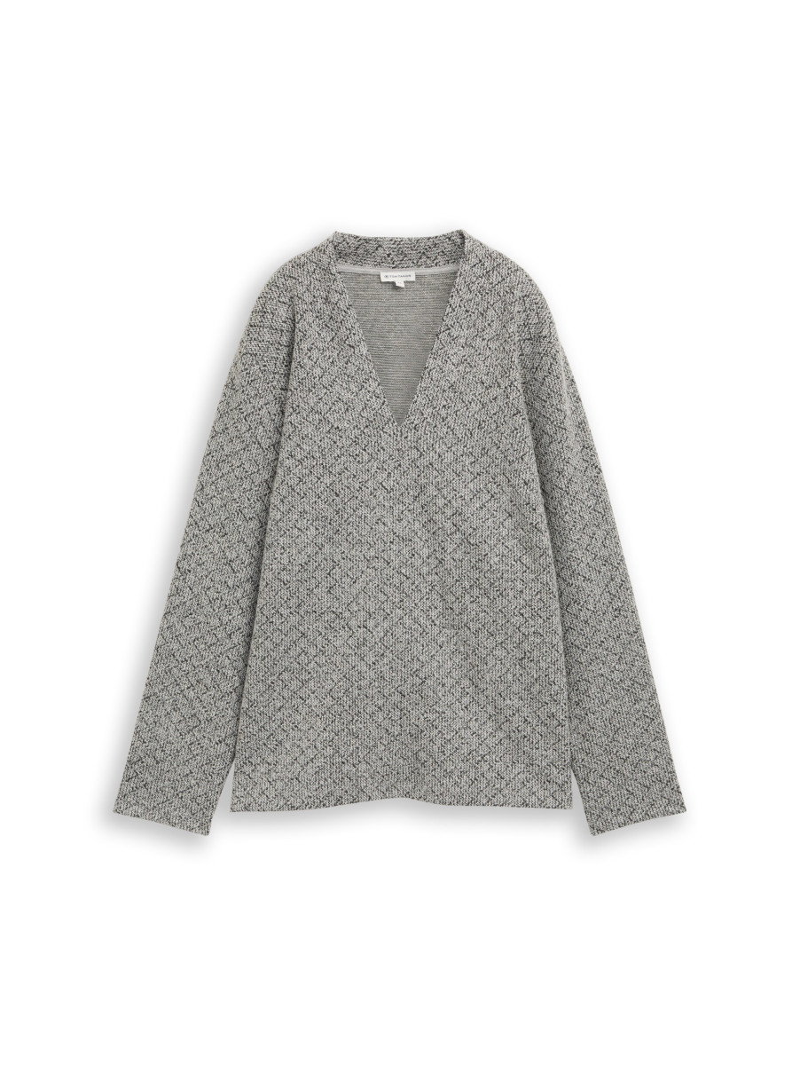 Curvy Sweatshirt mit V-Ausschnitt