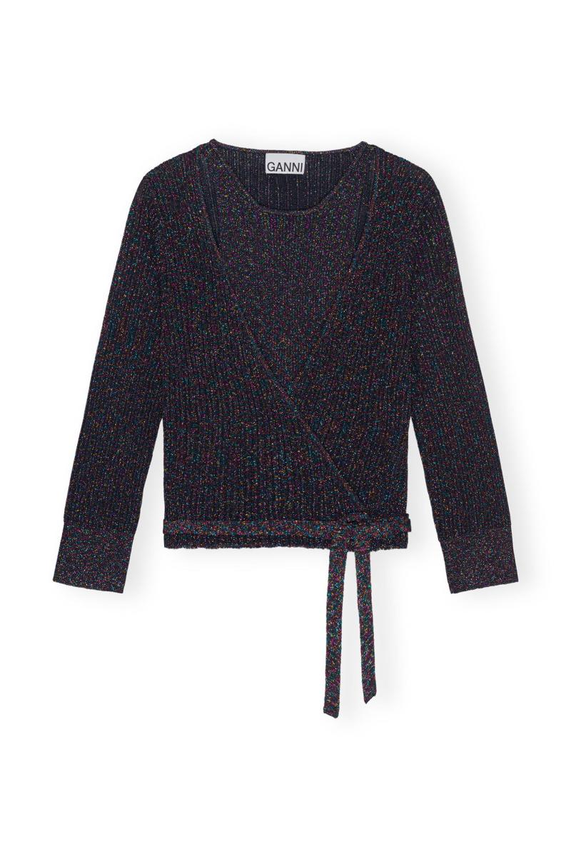 Damen Glitzendes Ripp Wickeltop