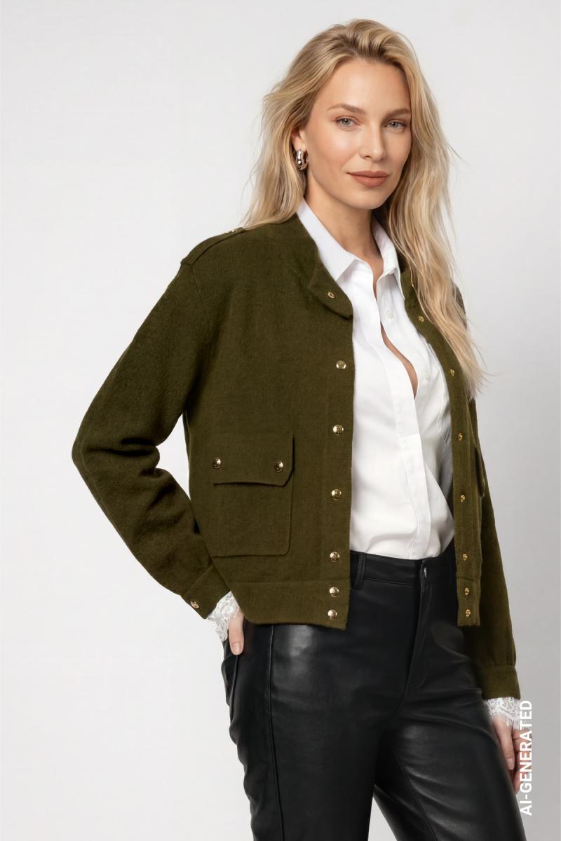 Damen Strickjacke Mit Schmuckknöpfen