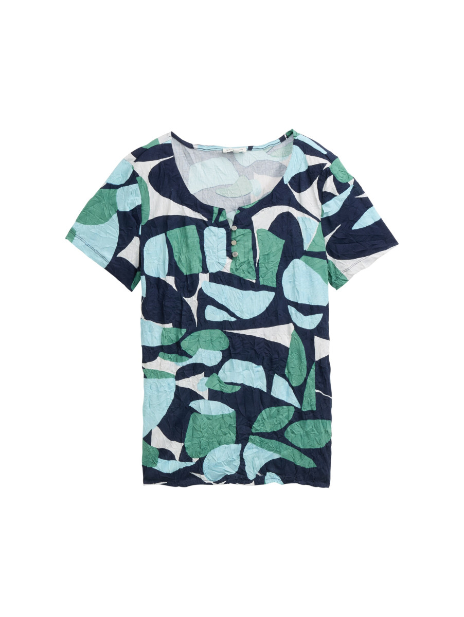 Damen Crinkle T-Shirt mit Muster