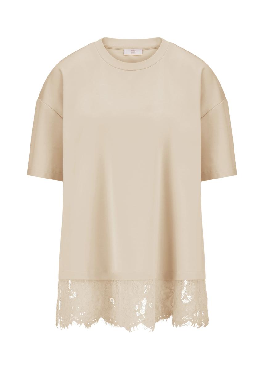 Damen Shirt Mit Spitzenbesatz