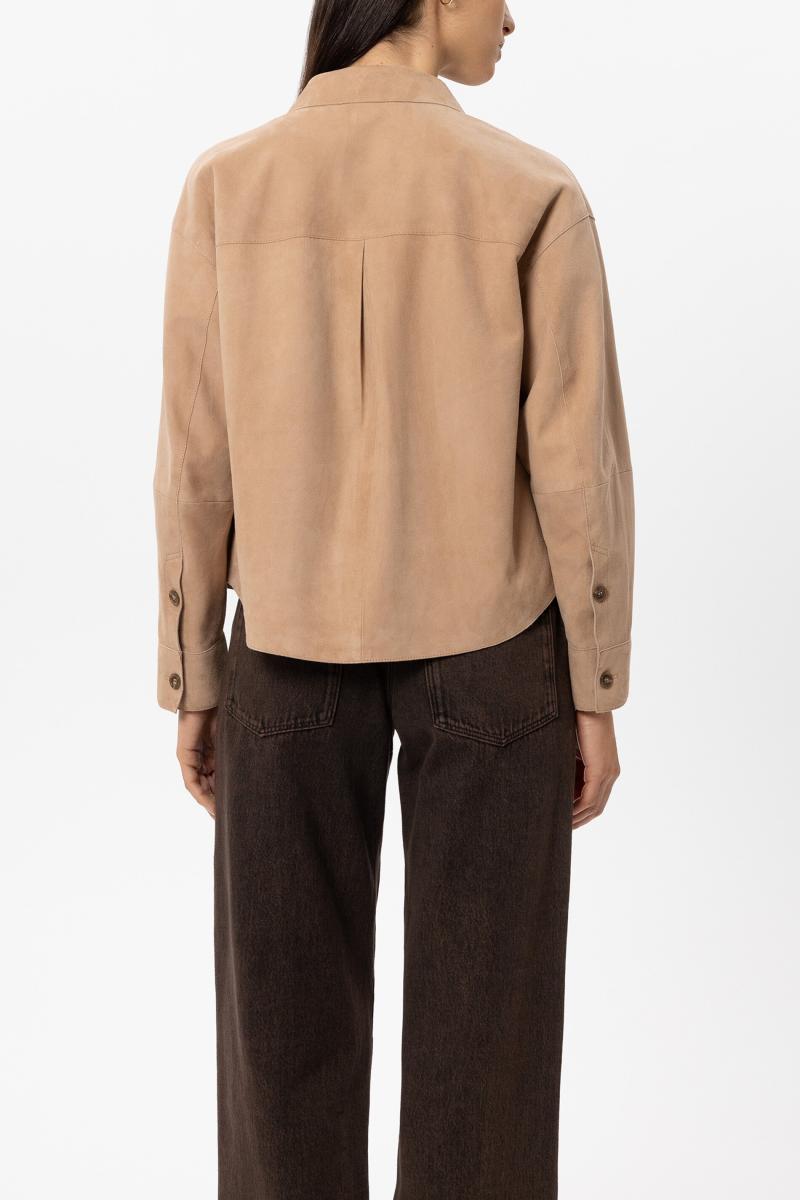 Damen Veloursleder-Overshirt