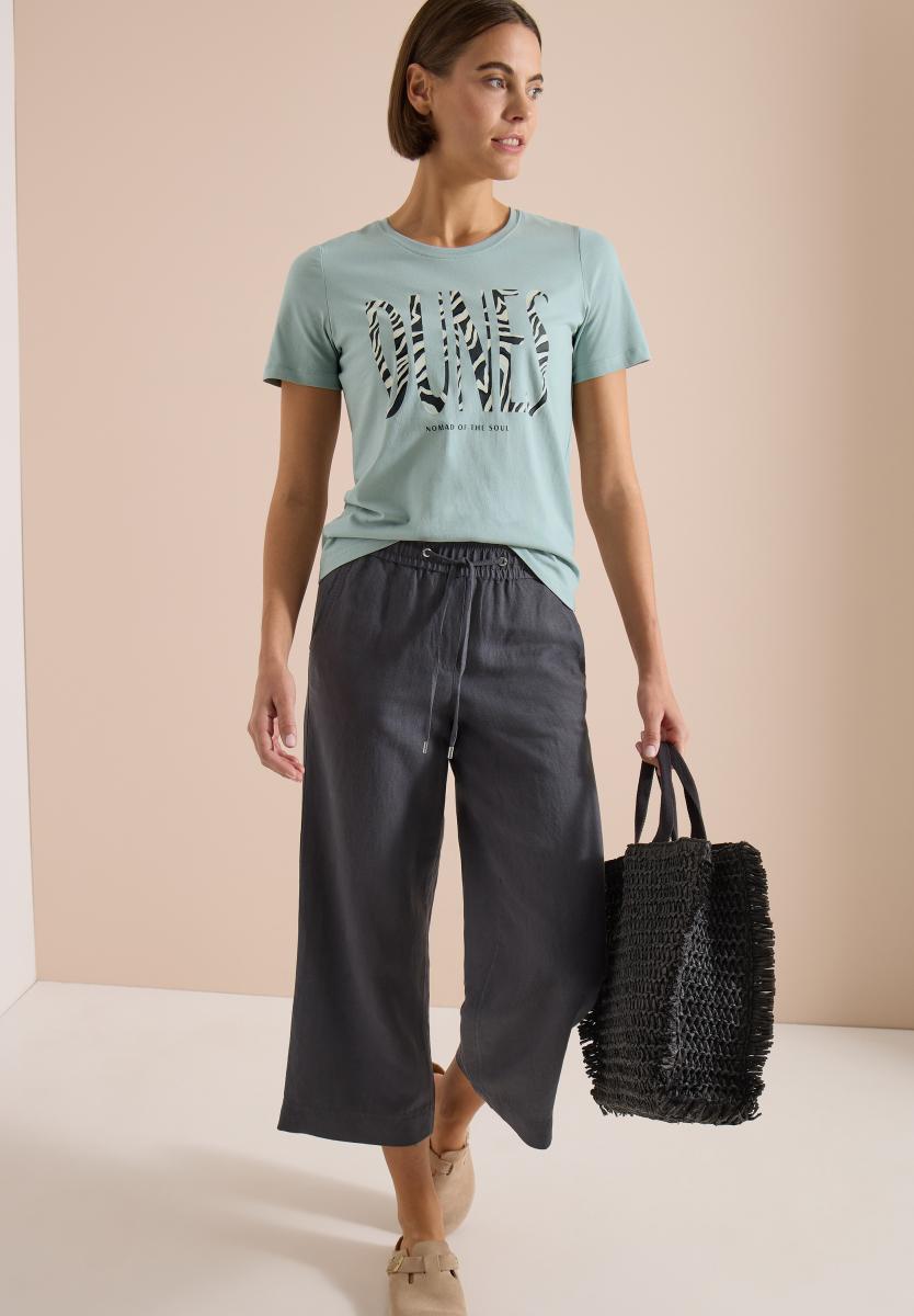 Damen T-Shirt Mit Rundhals Und Frontprint