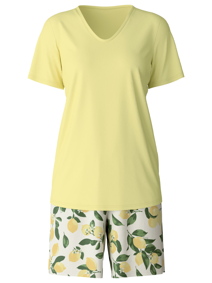 Damen Pyjama mit Zitronen-Print