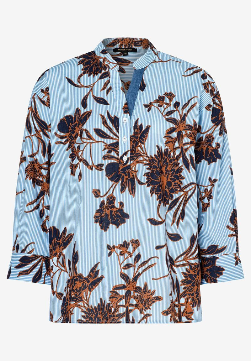 Streifenbluse mit Blumenprint