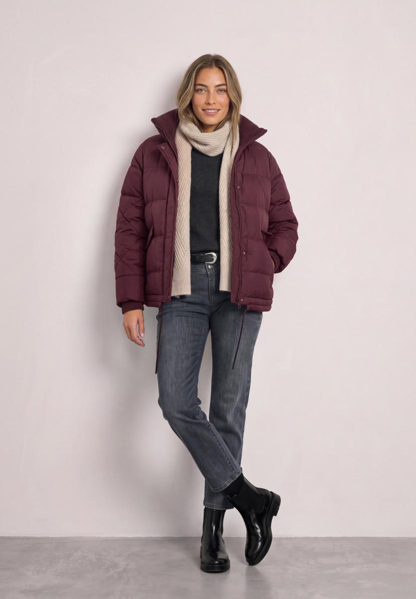Damen Steppjacke Mit Stehkragen Und Tunnelzug