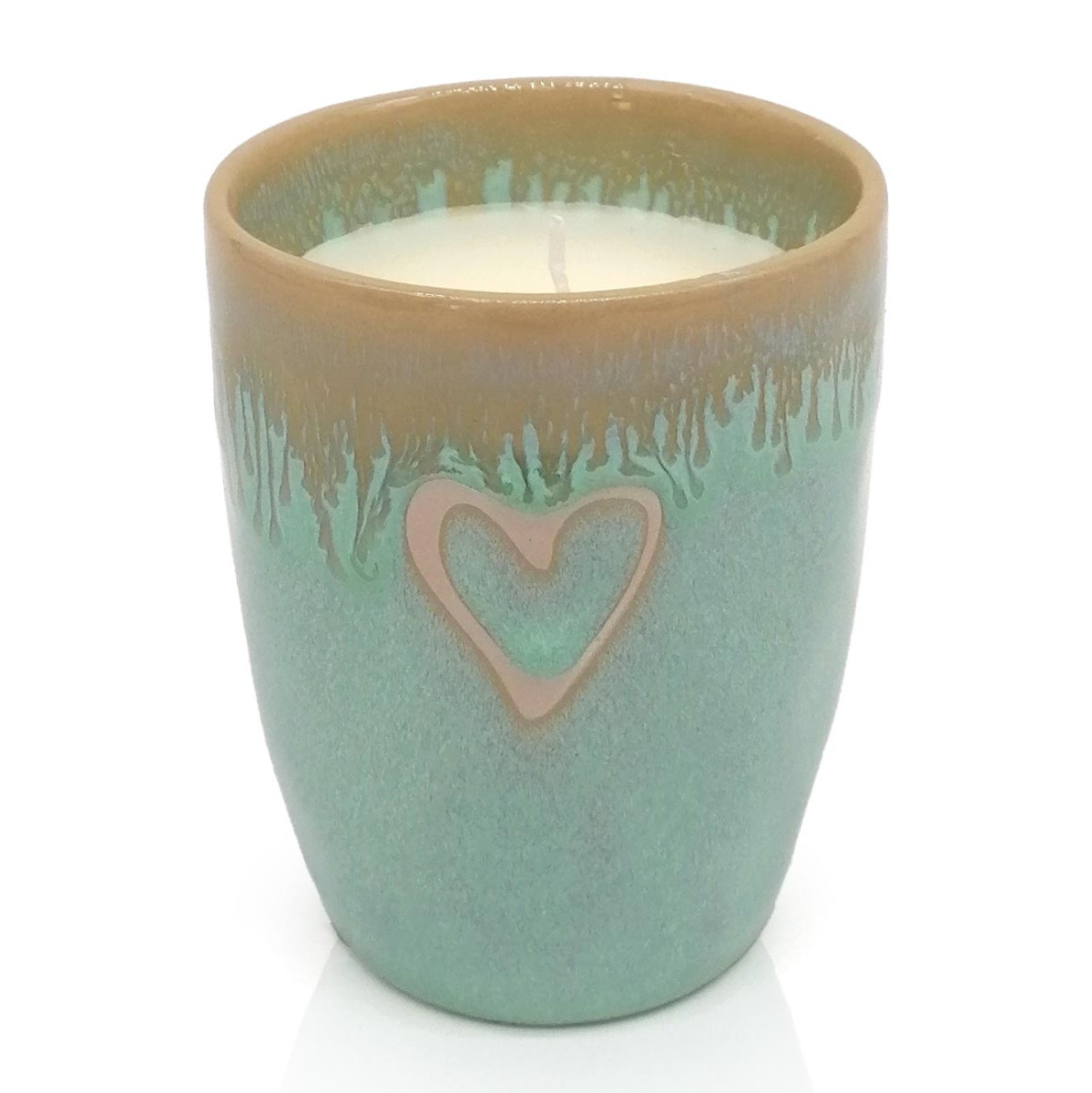 Stoneware Kerze im Becher mit Herzsymbol