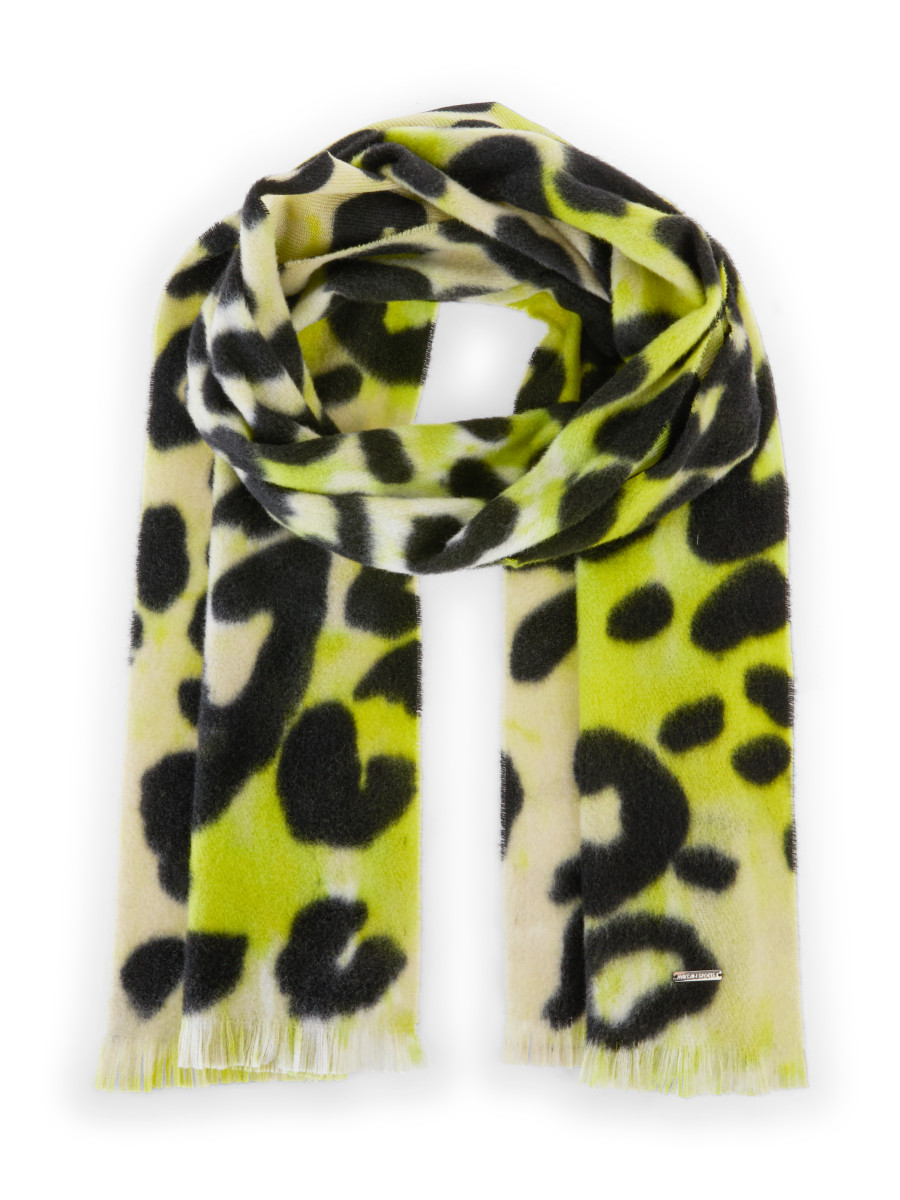 Wollschal mit Leo-Print