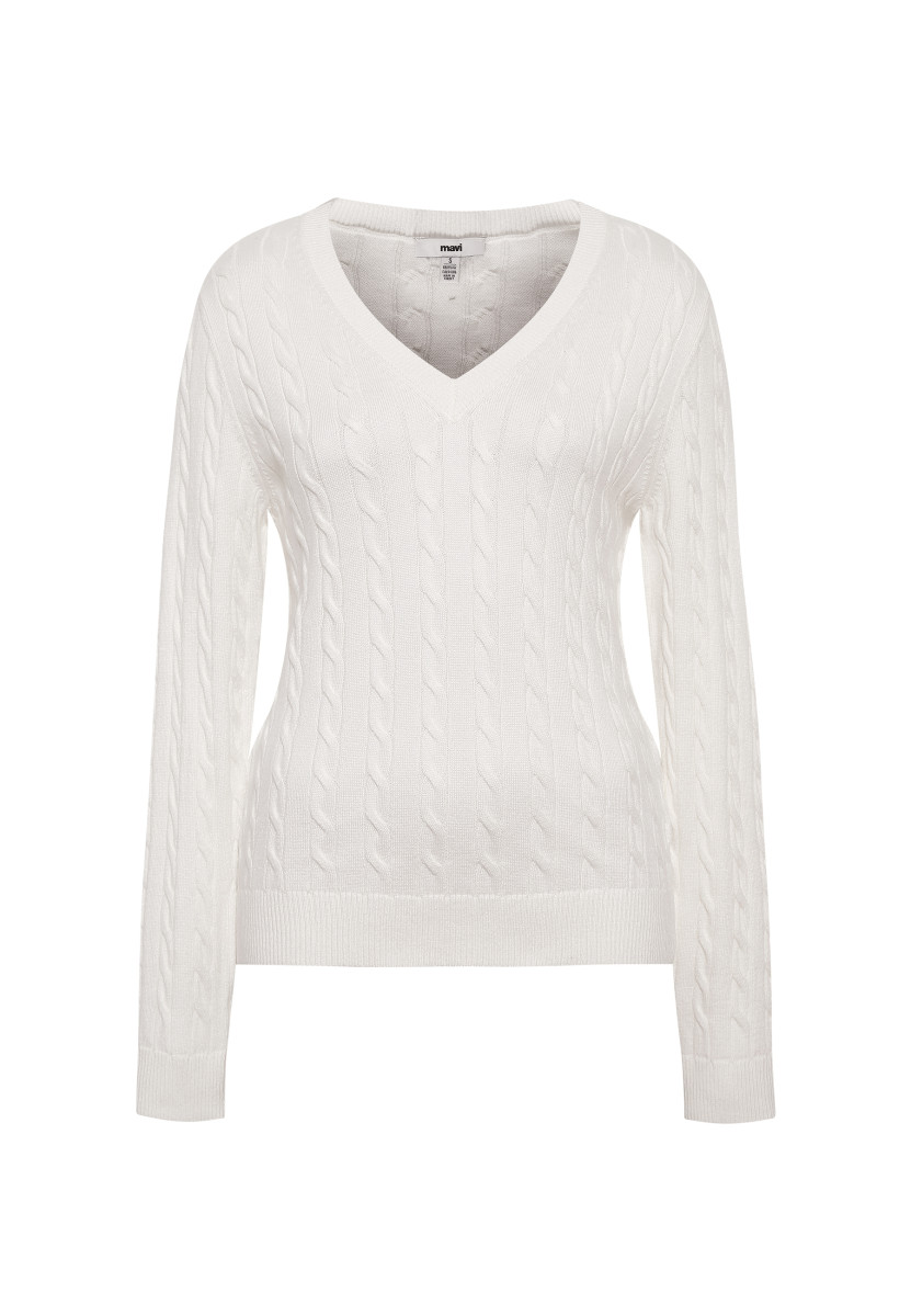 Damen Pullover Zopfmuster