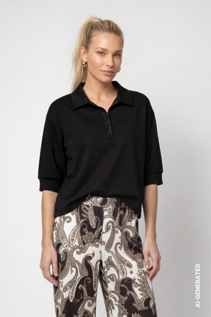 Damen Sweatshirt Mit Strasssteinen