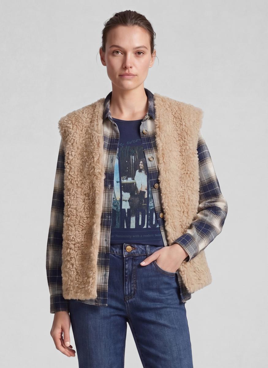 Damen Teddy-Weste Checks Please