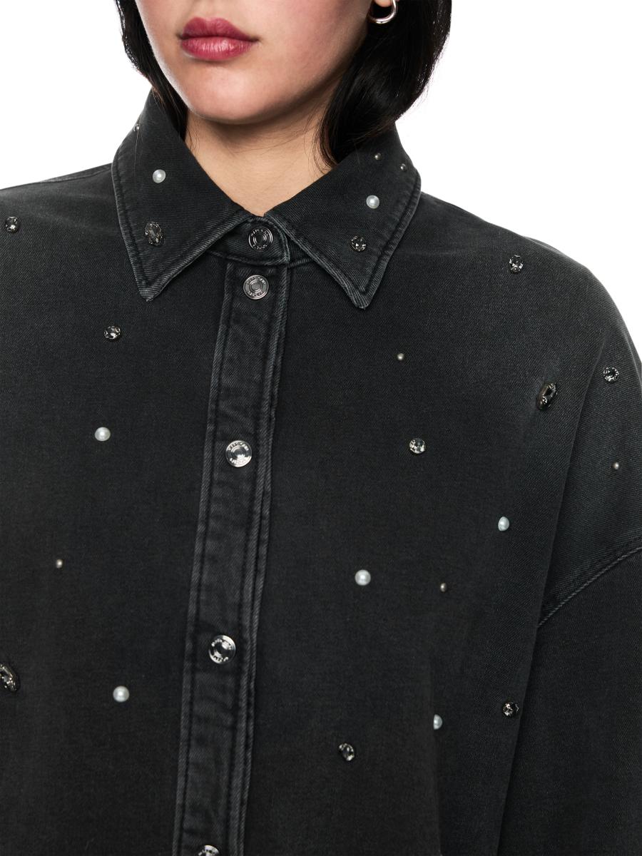 Damen Jeanshemd mit Schmucksteinen