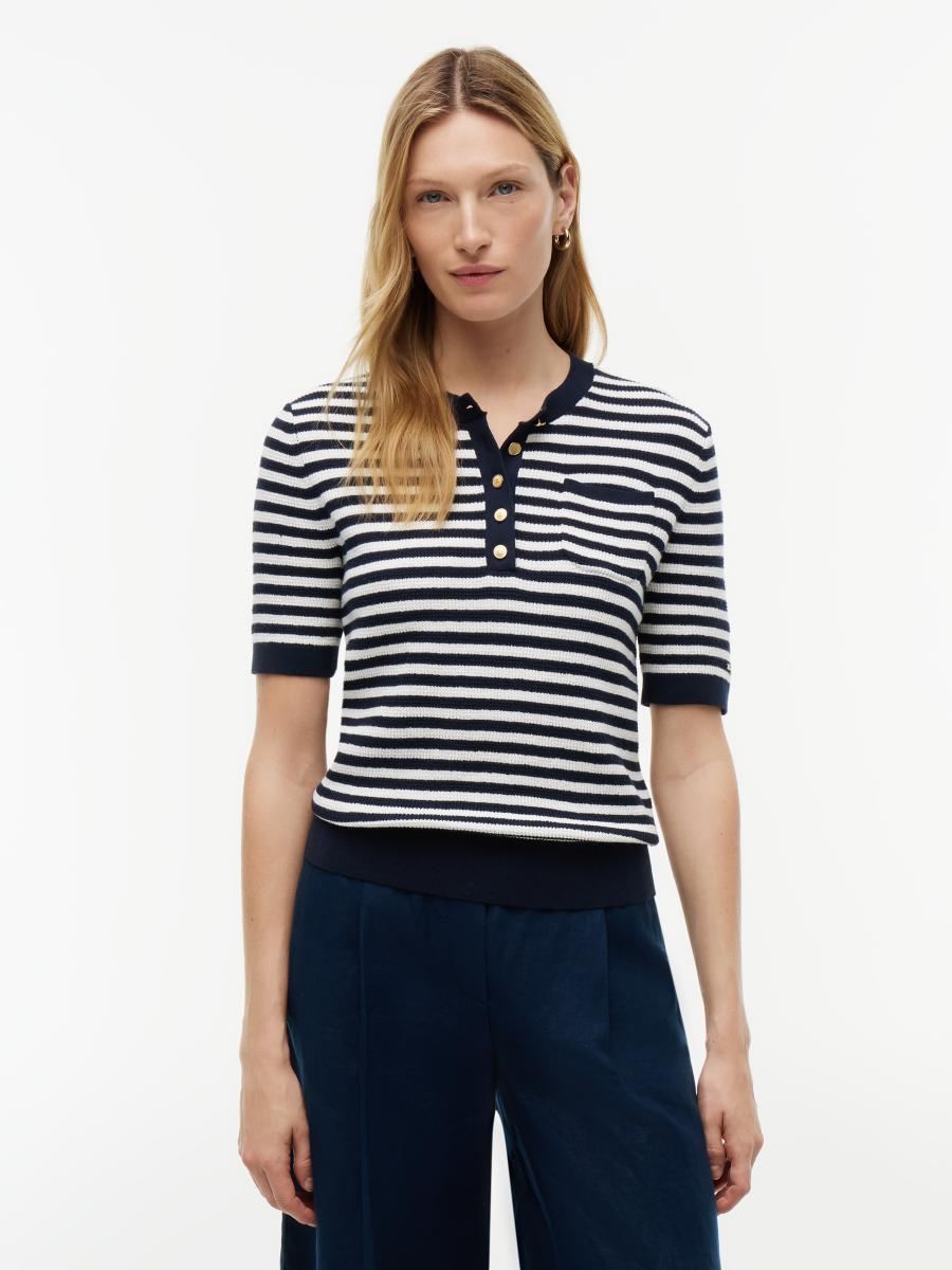Damen T-Shirt Gold Button Henley