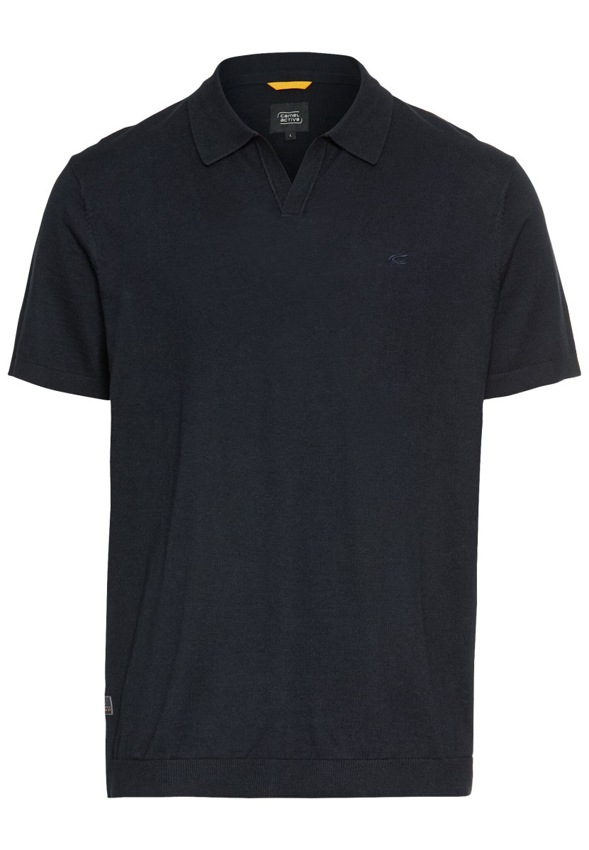 Herren Strick-Poloshirt aus Baumwoll-Leinen-Mix