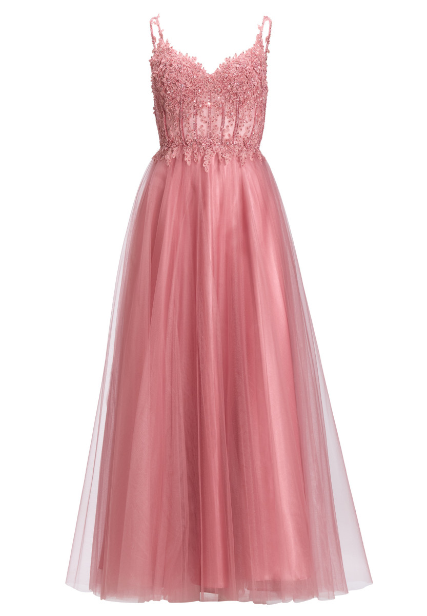 Ausgestelltes Tüllkleid mit Stickerei