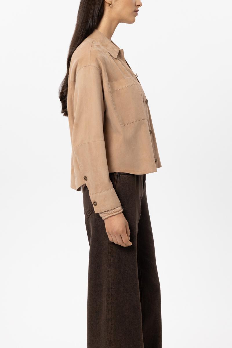 Damen Veloursleder-Overshirt