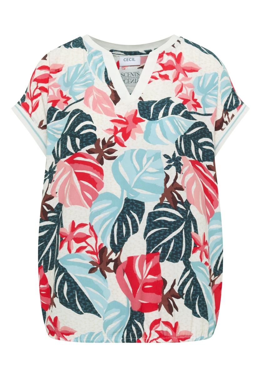 Blusenshirt mit Split Neck und Printmix