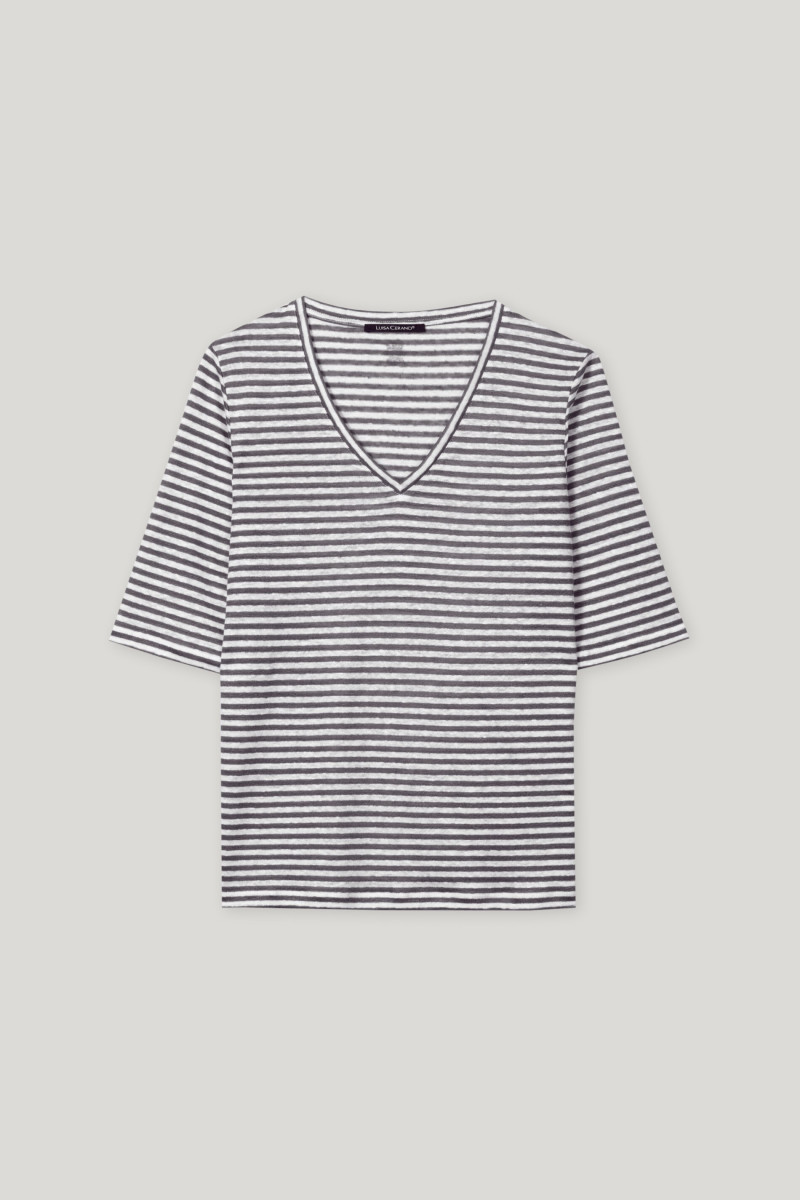 Damen Leinen-Ringel-Shirt