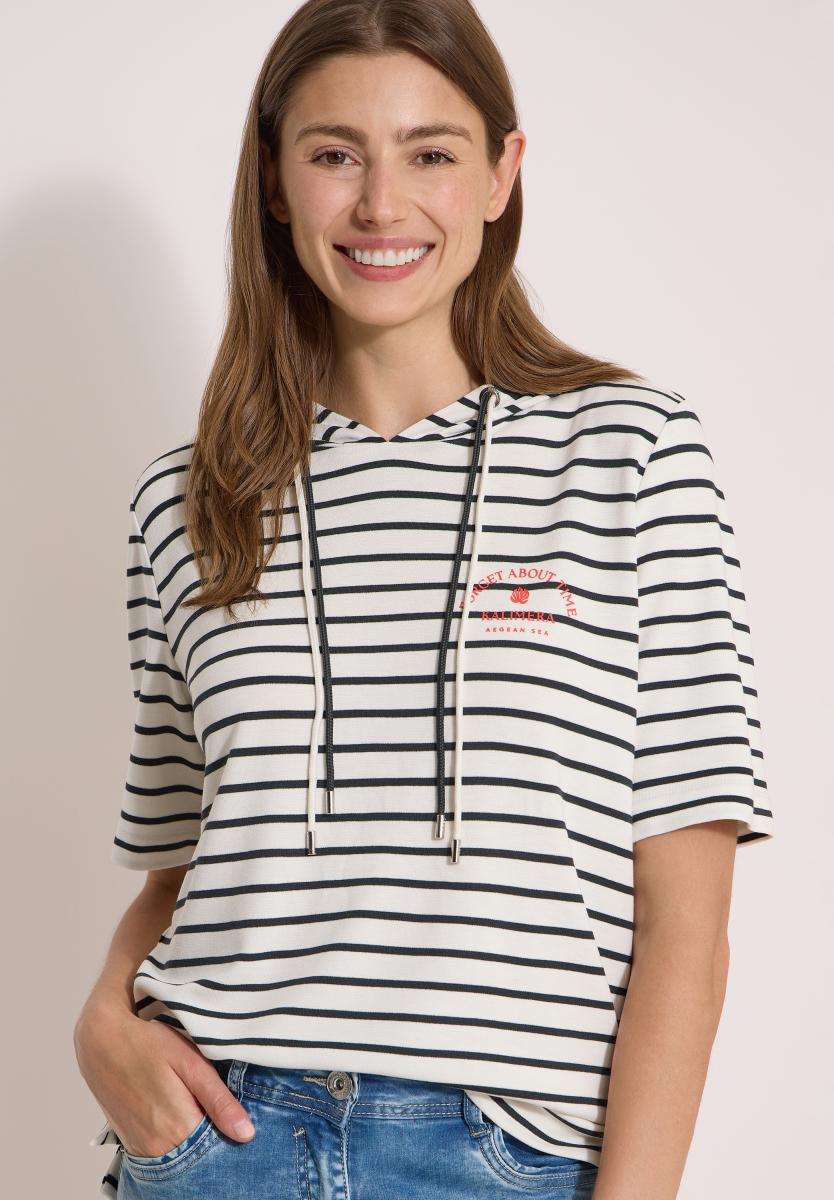 Damen Kurzarm Kapuzenshirt