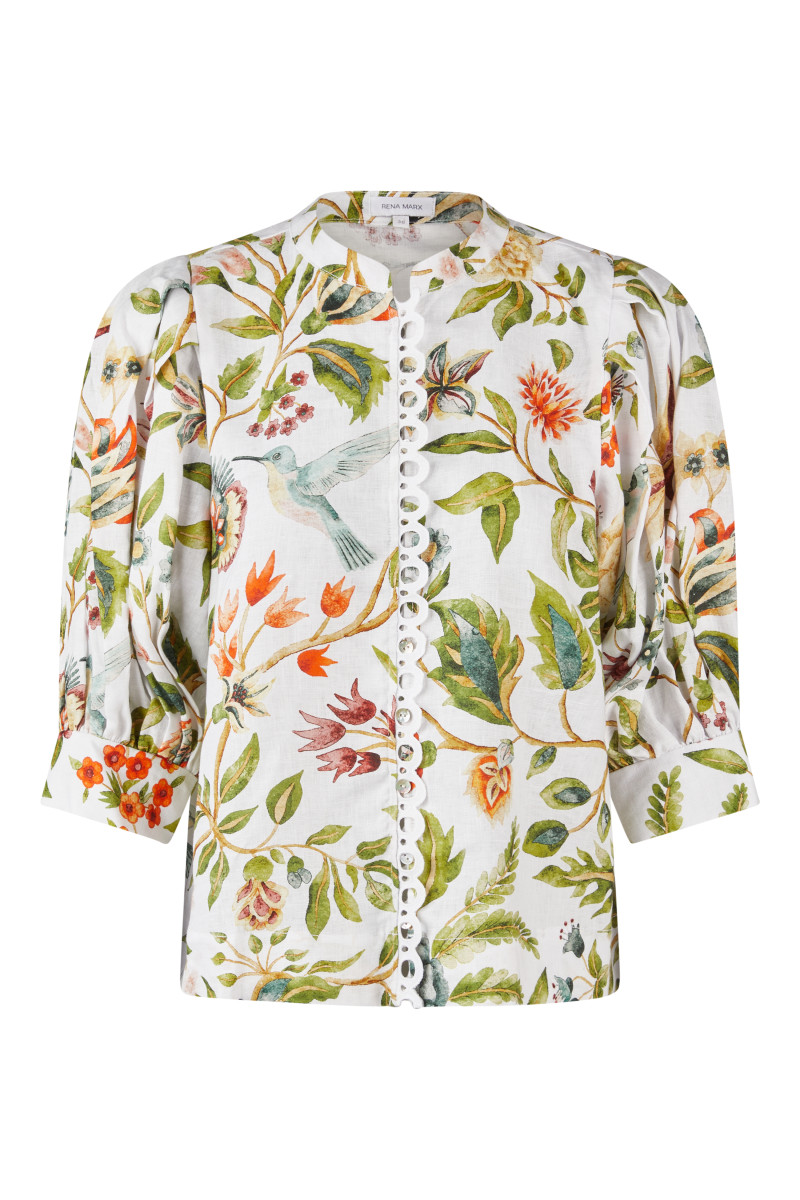 Leinenbluse mit Allover-Print
