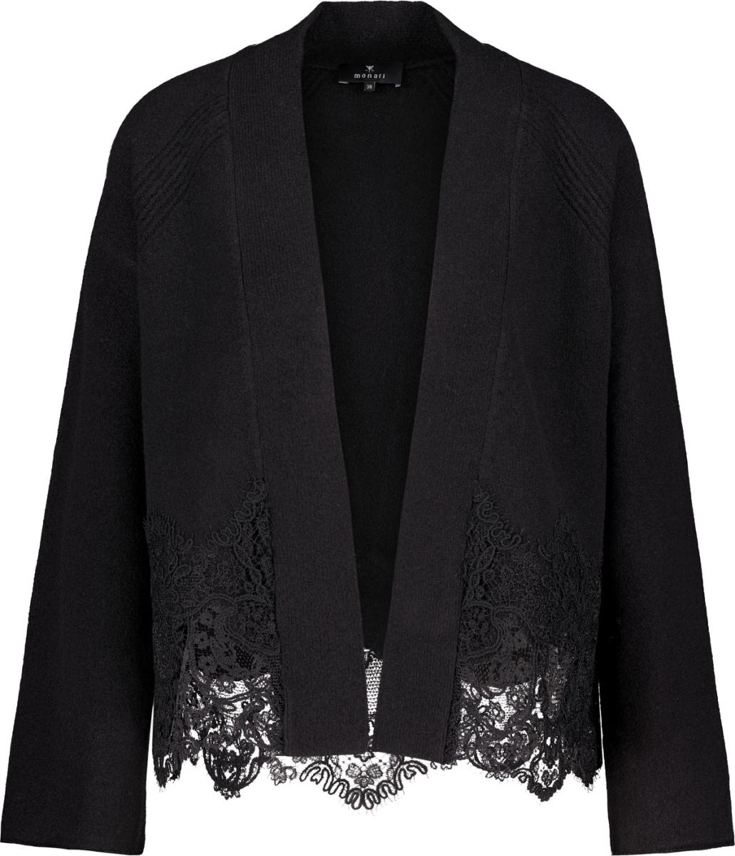 Damen Strickjacke mit Spitzenborte
