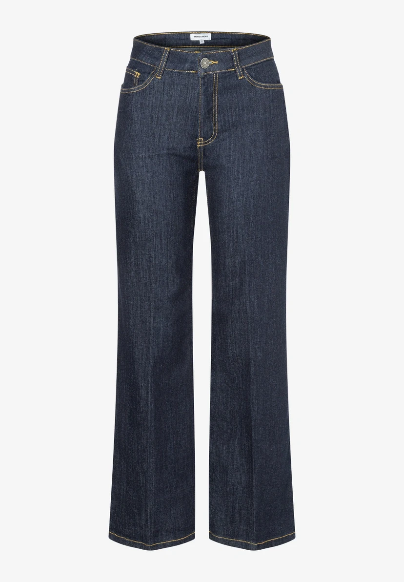 Wide Leg Denim Jeans, rinse wash denim dark blue