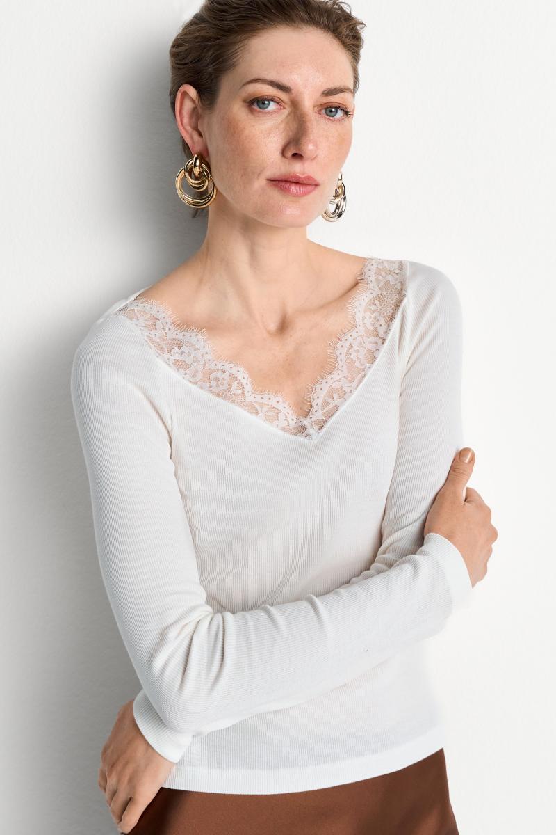 Damen Longsleeve mit Spitze