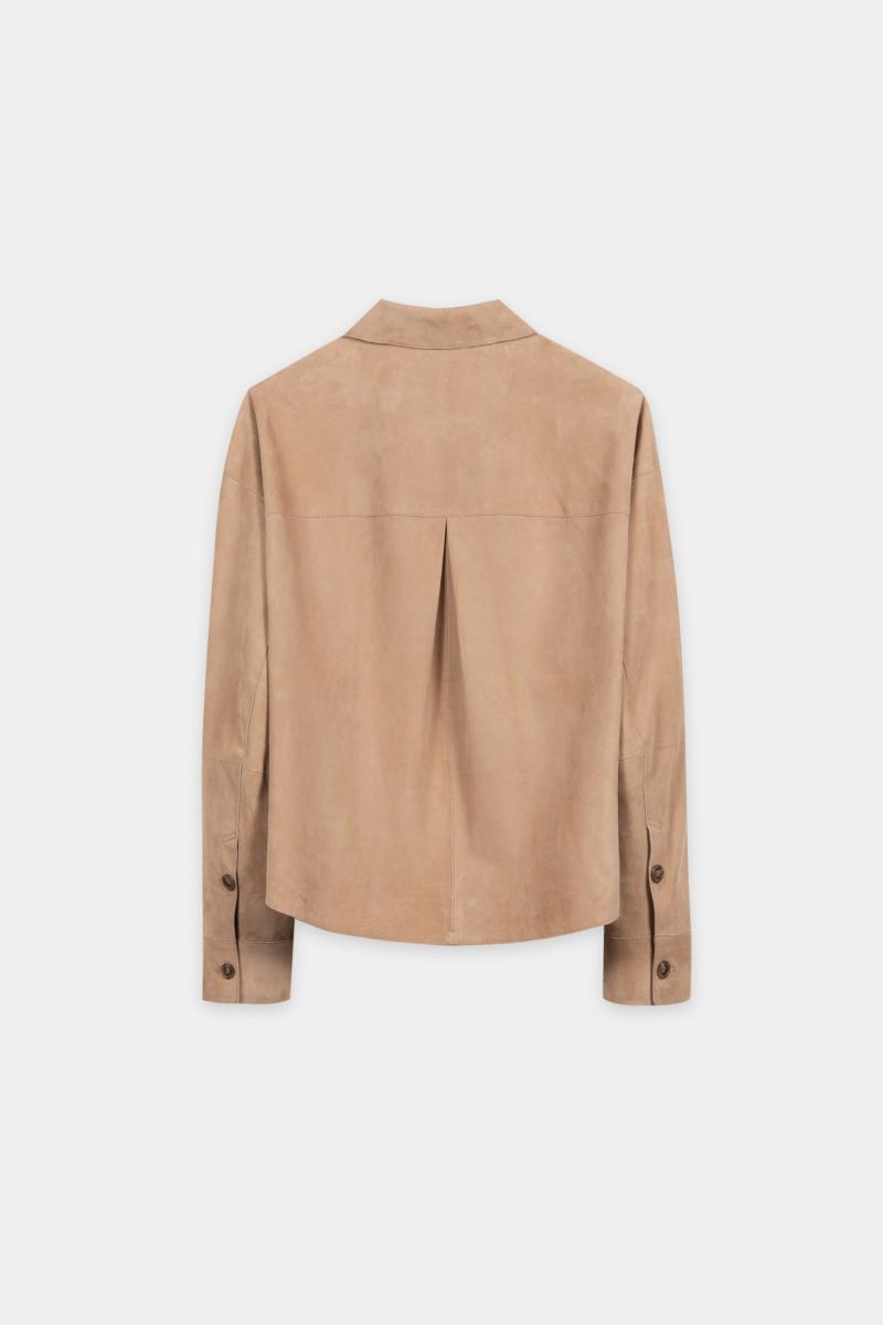 Damen Veloursleder-Overshirt